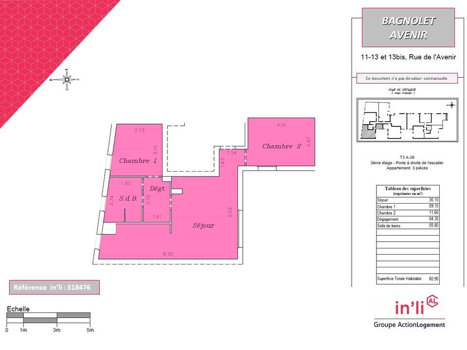 3-room rental in Bagnolet, photo 1